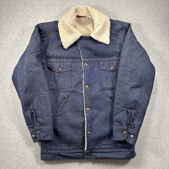 Dickies Other - Vintage Dickies Sherpa Lined Denim Jean Jacket Western Trucker‎ Coat Mens Small